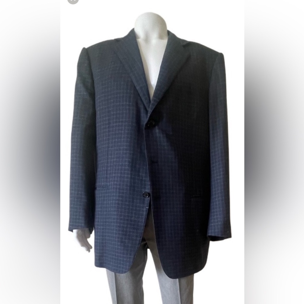 Ermenegildo Zegna Trofeo Light Wool Sport Coat Size 56R (46R US) In Blue & Brown